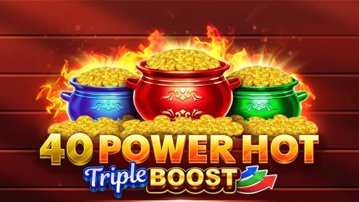 Ang 40 Power Hot Triple Boost slot machine ay nagpapakita ng makulay at mainit na disenyo sa screen.