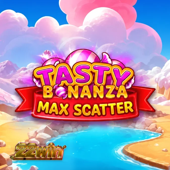 Makulay na candy-themed grid ng Tasty Bonanza Max Scatter slot